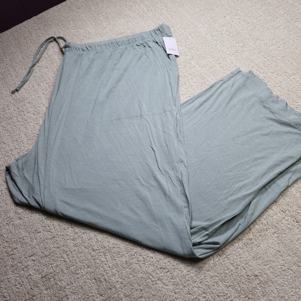 Auden Cloud Knit Pajama Pants Sage Green Wide Leg Sleepwear 4X NEW